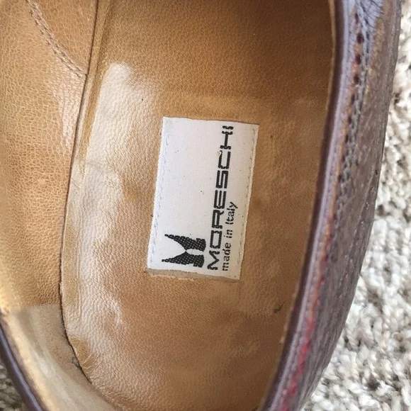 Moreschi Burgundy Brown Peccary & Calfskin Cap-toe Oxfords Brogue size 10 1/2